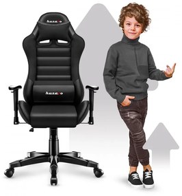 Scaun de gaming ergonomic negru pentru adolescenți