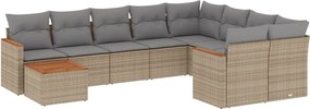 vidaXL Set canapele de grădină, 10 piese, cu perne, bej, poliratan