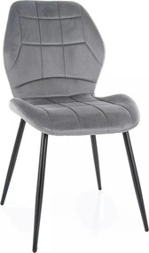 Scaun tapitat clasic JAKE, gri - Bluvel 14/negru, stofa catifelata/met