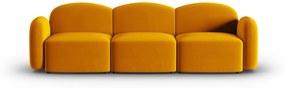 Canapea Blair cu 3 locuri si tapiterie din catifea, galben