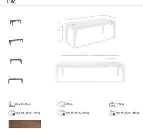 Masa extensibila design LUX Walnut 200-300cm