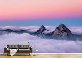 Tapet Premium Canvas - Muntii din Elvetia acoperiti de nori