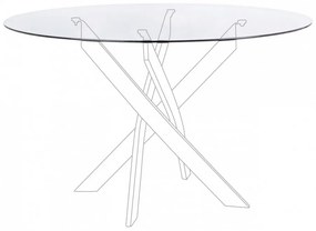 Masa dining pentru 6 persoane din sticla temperata si metal, ∅ 120 cm, George Bizzotto