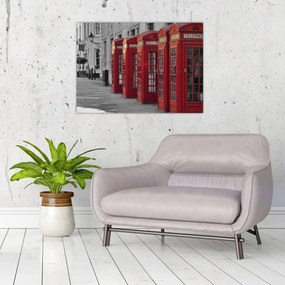 Tablou pe sticlă - Cutii telefonice din Londra (70x50 cm)