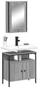 vidaXL Set mobilier de baie, 2 piese, gri sonoma, lemn prelucrat