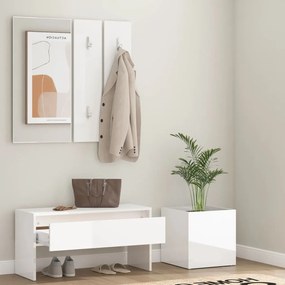 Set mobilier pentru hol, alb extralucios, lemn prelucrat