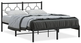 376225 vidaXL Cadru de pat metalic cu tăblie, negru, 135x190 cm