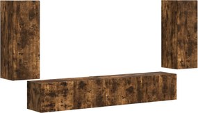 vidaXL Set comodă TV 4 pcs Stejar fumuriu Lemn compozit
