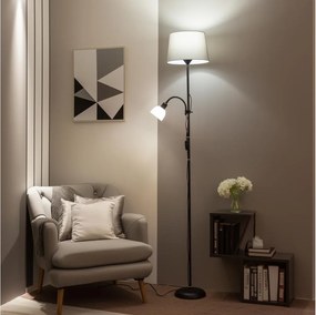 Brilagi - Lampadar CERIA, 1xE27/100W/230V + 1xE14/25W, negru/gri