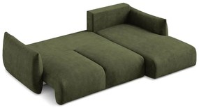 Colțar verde extensibil cu tapițerie din chenille (cu colț pe partea dreaptă/cu șezlong) Leila – Makamii