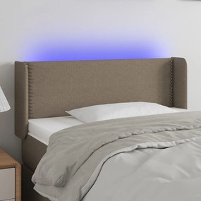 3123082 vidaXL Tăblie de pat cu LED, gri taupe, 93x16x78/88 cm, textil