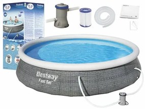 Piscina rotunda cu inel Bestway Fast Set 396x84 cm, 7 in 1, toate accesoriile incluse