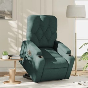 3204740 vidaXL Fotoliu electric rabatabil cu ridicare, verde închis, textil