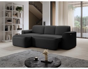 Colțar gri închis cu tapițerie din țesătură bouclé (cu colț pe partea stângă/cu șezlong) Ume – ELTAP