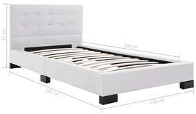 Cadru de pat, alb, 90 x 200 cm, piele artificiala Alb, 90 x 200 cm