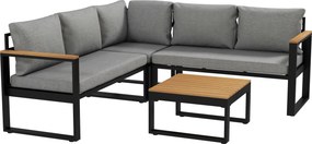 Outsunny Set de Mobilier pentru Grădină din 4 Piese cu 2 Canapele Duble, Colțar și Măsuță de Cafea, 124x61x71,5 cm, Gri | Aosom Romania