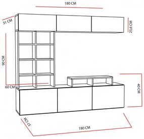 Ansamblu Comoda TV Sasa Teak-Negru
