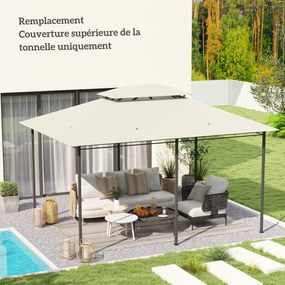 Outsunny Husă de schimb pentru pavilion husă pentru tonelă 4 x 3 m, acoperiș dublu cu orificii de drenaj, poliester 180 g/m², crem | Aosom Romania