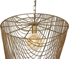 Lustră suspendată din metal, auriu, cu lanțuri, finisaj antichizat, 98 x 46 cm, „Vernon”