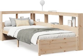 vidaXL Pat cu bibliotecă fără saltea, 75x190 cm, lemn masiv de pin
