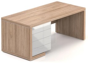Masa Lineart 180 x 85 cm + container stanga, ulm deschis / alb