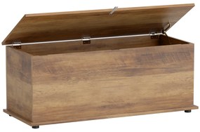 HOMCOM Ladă de depozitare, banc de depozitare cu capac rabatabil și balamale de siguranță, 100 x 40 x 40 cm, maro | Aosom Romania
