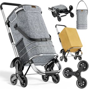 Geantă de cumpărături pe roți pentru scări COMFORT, 50L, gri Jurhan
