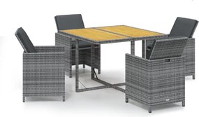 vidaXL Set mobilier de grădină cu perne, 5 piese, gri, poliratan