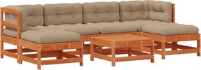 vidaXL Set de lounge pentru grădină 7 pcs Maro Ceară Lemn masiv de pin