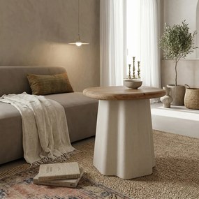 Masuta Laterala Rotunda Lavina Lemn De Brad-MDF Natur-ecru D47.5x50 Cm