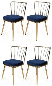 Set de scaune de sufragerie Kusakli Black andGold, 4 buc., 4 buc