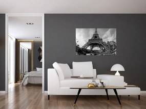Tablou - Turnul Eiffel, alb-negru (90x60 cm)
