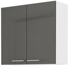 Dulap superior de bucătărie Lavera 80 G 72 2F (alb + gri lucios). 1032415
