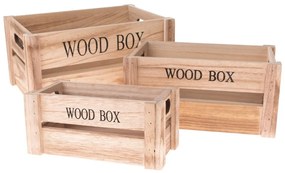Cutii de depozitare în culoare naturală 3 buc. din lemn 30x20x15 cm Wood Box – Dakls