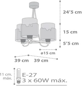 Dalber 61687 - Lustră copii BABY TRAVEL 3xE27/60W/230V