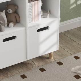 AIYAPLAY Bibliotecă pentru copii mobilier de depozitare pentru copii 3 nivele cu două sertare formă de casă 63,7 x 29,7 x 89 cm alb | Aosom Romania