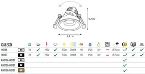 Spot LED incastrabil GALEXO H0106 negru cu inel alb