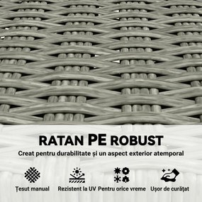 Outsunny Set de 2 Scaune de Grădină din Ratan PE, Scaune Pliabile de Exterior, Structură din Lemn de Salcâm, pentru Balcon, Terasă, Suport până la 160 kg, Gri | Aosom Romania