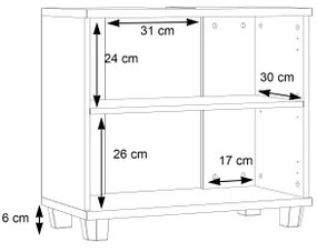 Dulap pentru baie VENOM, alb/stejar Sonoma
