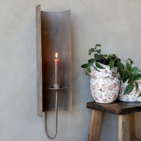 Suport lumânare vintage de perete din metal antichizat, 50x13.5x14 cm, „Applique"