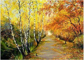 Tablou - Alee romantică de-a lungul apei, pictură în ulei (70x50 cm)