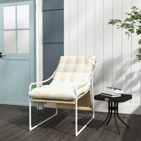 Outsunny Fotoliu de grădină fauteuil de exterior cu pernă cadru din oțel pentru balcon, terasă, grădină bej | Aosom Romania