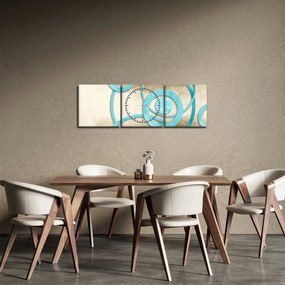 Tablou - Cercuri albastre acvarelă (cu ceas) (90x30 cm)