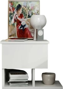 Noptiera Yasso, alb, PAL melaminat, 47x33x37 cm