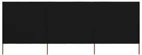 Paravan anti-vant cu 3 panouri, negru, 400x80 cm, textil Negru, 400 x 80 cm