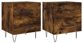 vidaXL Noptiere, 2 buc., stejar fumuriu, 40x35x47,5 cm, lemn compozit