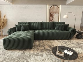 Colțar extensibil dumonde cu ladă de depozitare si sezut confortabil din spuma high-density, Berlin XL Ambience Green 350x185 cm