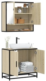 vidaXL Set mobilier de baie, 2 piese, stejar sonoma, lemn prelucrat