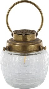 Felinar auriu, din sticla, LED, E27, D15cm, French