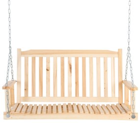 Outsunny Leagăn de Grădină pentru 2 Persoane Cușcă de Leagăn Masiv Patio Terasă Curte Lemn Natural 117 x 69 x 60 cm | Aosom Romania